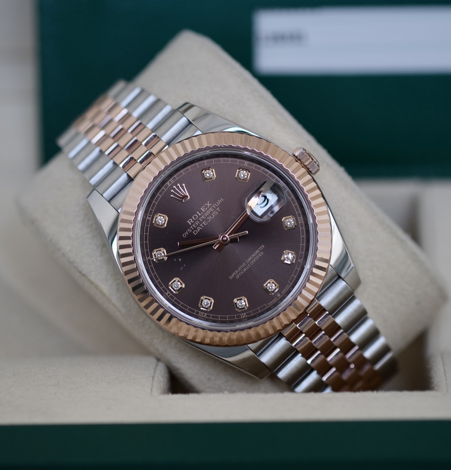 Đồng hồ Rolex 126331 mặt Chocolate cọc số kim cương size 41mm