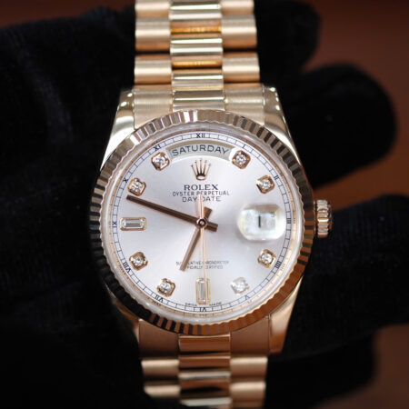 Đồng Hồ Rolex Day Date 118235 President Vàng Hồng Cọc Số Kim Cương